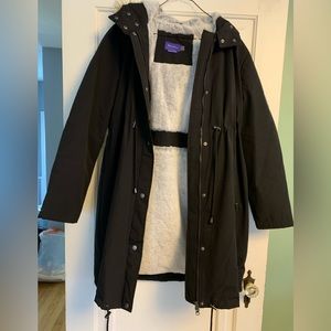 Seraphine 3 in 1 black winter maternity jacket parka with zip-kangaroo panel